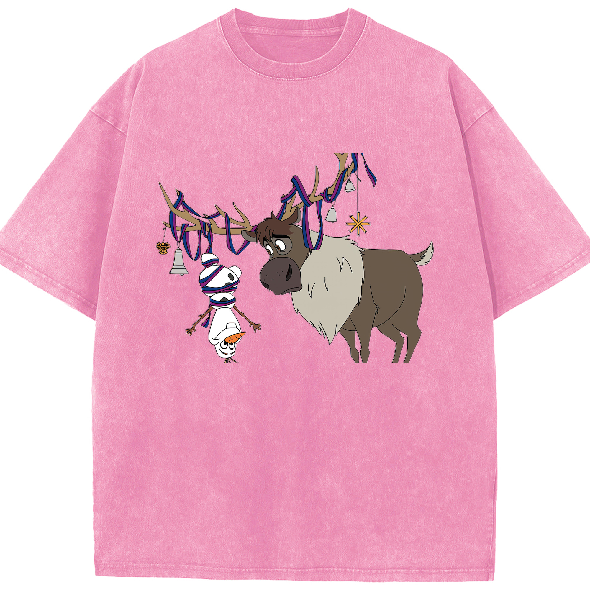 （画像用） アナと雪の女王 アンナ エルサ Frozen Anna Elsa 綿100% ヴィンテージ風 半袖Tシャツ（フロントプリント）